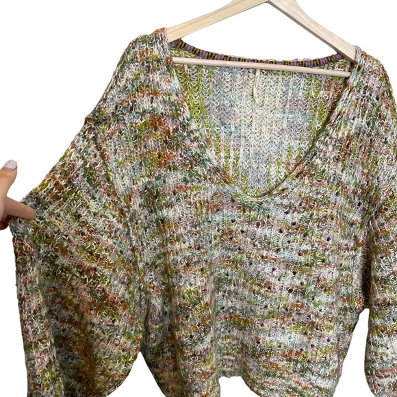 Free People Highland V Neck Oversized Sweater Size S Slouchy Chunky Space Knit - Picture 8 of 13